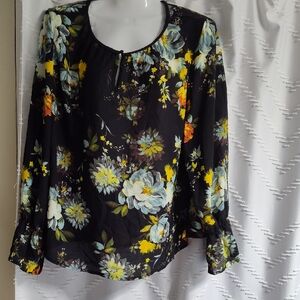 Zac & Rachel Black Floral Blouse
